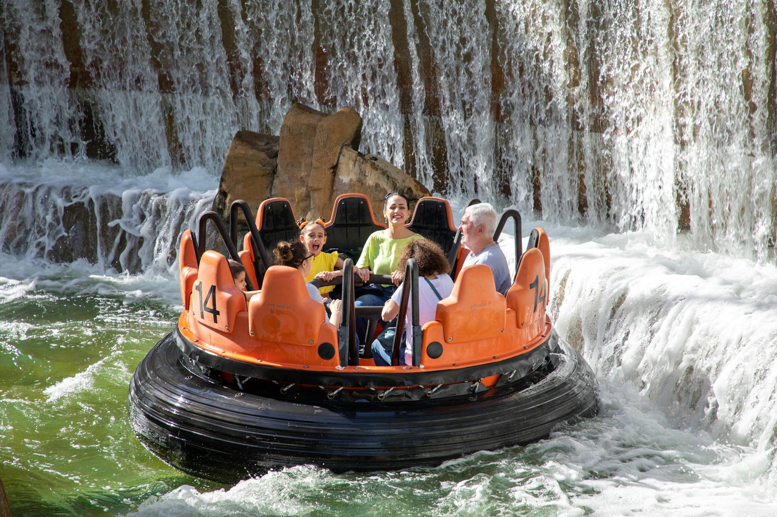Visitors on a water attraction at Mirabilandia